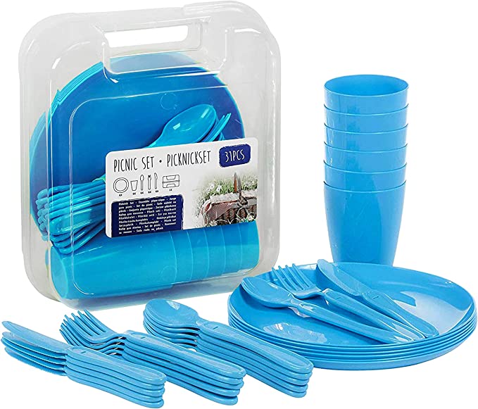 31 Piece Camping Picnic Plastic Utensils BBQ Set   81zLdwMuyDL. AC SX679  